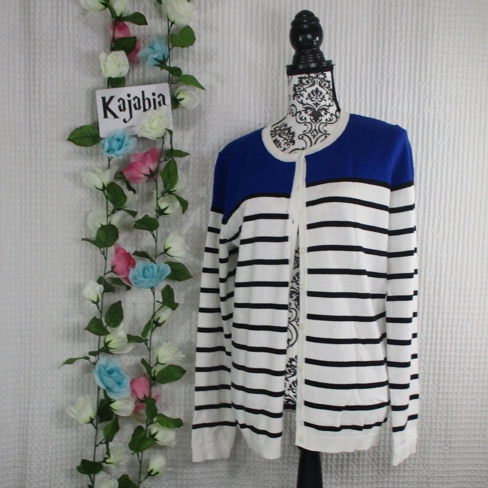 KIM ROGERS Stripped Cardigan NWT Size Large